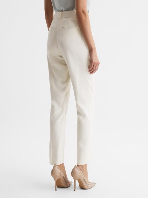 Reiss Cream Ember Slim Fit High Rise Trousers