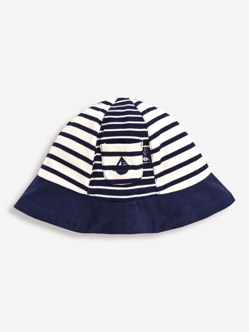 JoJo Maman Bébé Ecru Navy Stripe Stripe Baby Sun Hat