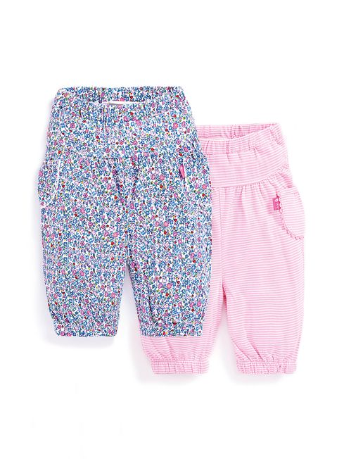 JoJo Maman Bébé Pink 2-Pack Floral Baby Trousers