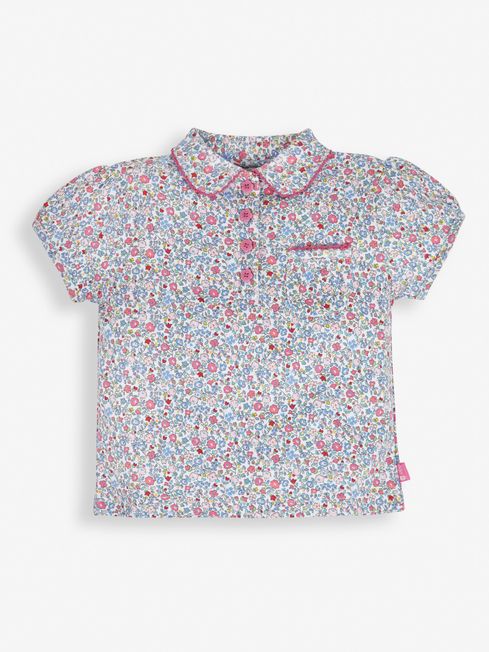 JoJo Maman Bébé Pink Summer Ditsy Floral Pretty Polo Shirt