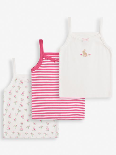 JoJo Maman Bébé Pink Bunny 3-Pack Girls' Vest Set