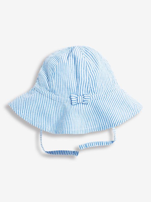 JoJo Maman Bébé Blue Seersucker Stripe Floppy Sun Hat