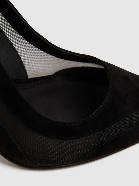 Reiss Black Dahlia Leather Sheer Court Shoes