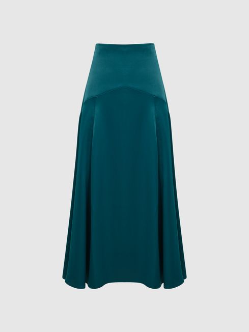 Midi Slip Skirt in Teal REISS Germany