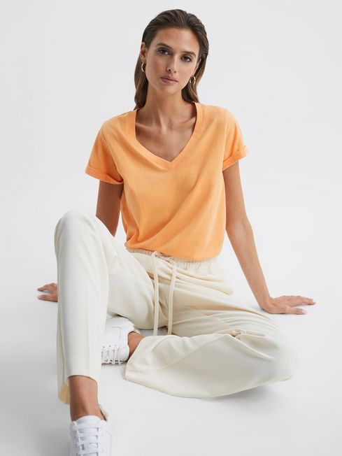 Reiss Orange Luana Cotton Jersey V-Neck T-Shirt