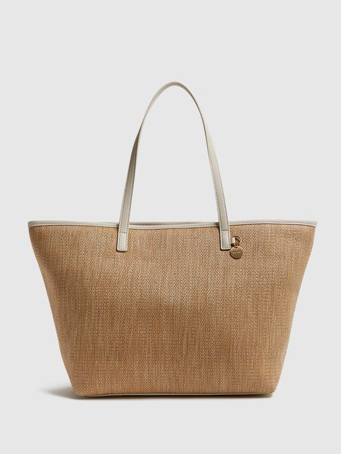 Reiss Dena Raffia Tote Bag | REISS USA