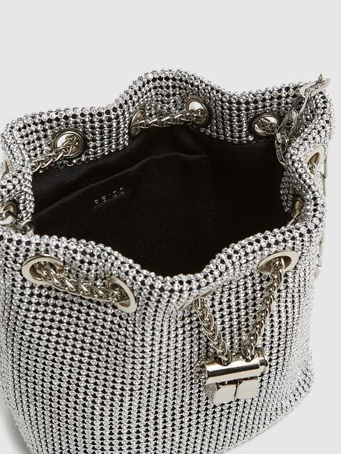 Crystal Mesh Mini Bucket Bag