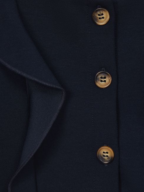 Reiss Navy Fearne Junior Ruffle Sleeve Button Dress