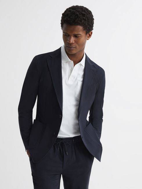 Reiss Navy Flip Slim Fit Single Breasted Blazer