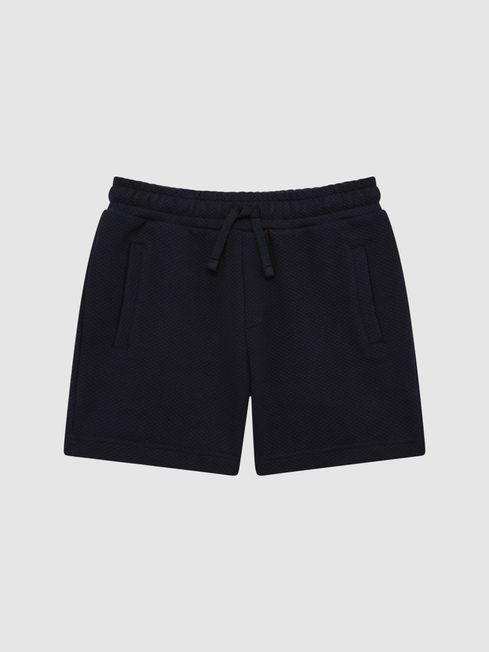 Reiss Navy Robin Junior Slim Fit Textured Drawstring Shorts