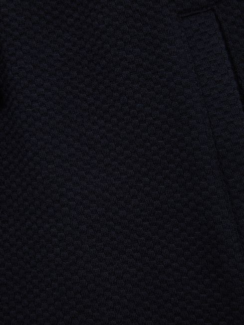 Reiss Navy Robin Junior Slim Fit Textured Drawstring Shorts