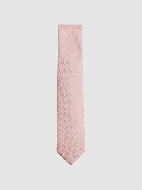 Reiss Soft Pink Ceremony Textured Silk Tie