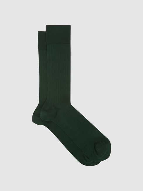 Reiss Bottle Green Fela Ribbed Socks