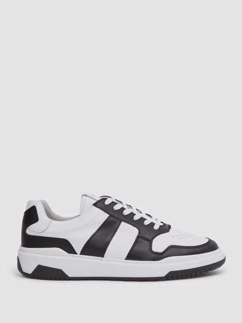 Reiss Black Arlo Low Top Leather Trainers