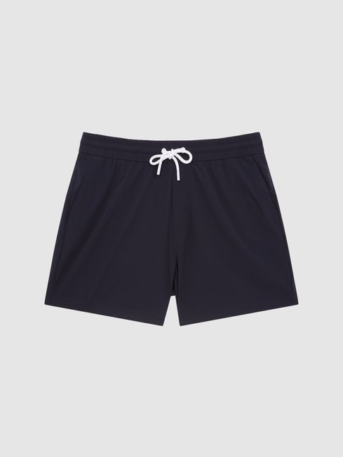 Reiss Navy Beach Plain Drawstring Swim Shorts