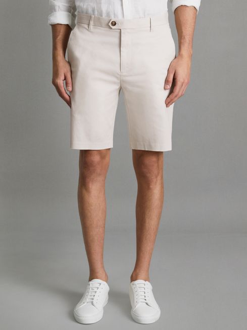 Reiss Chalk Wicket Modern Fit Cotton Blend Chino Shorts