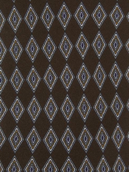 Reiss Chocolate Monza Silk Geometric Print Tie