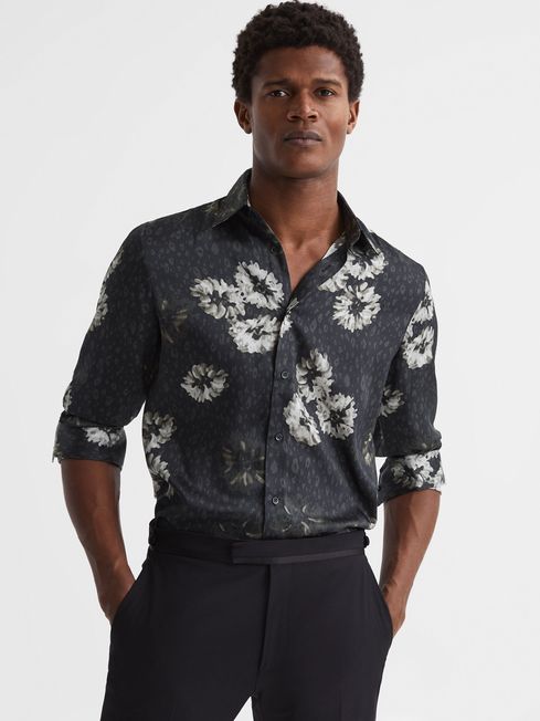Reiss - evie floral print long sleeve shirt