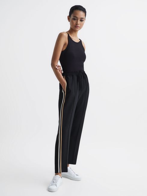 BOSS - Tapered-fit wide-leg trousers with fabric belt