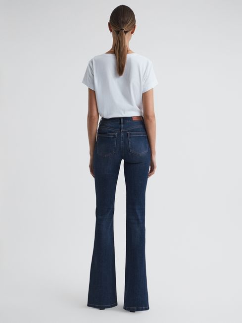 High Rise Skinny Flared Jeans in Mid Blue
