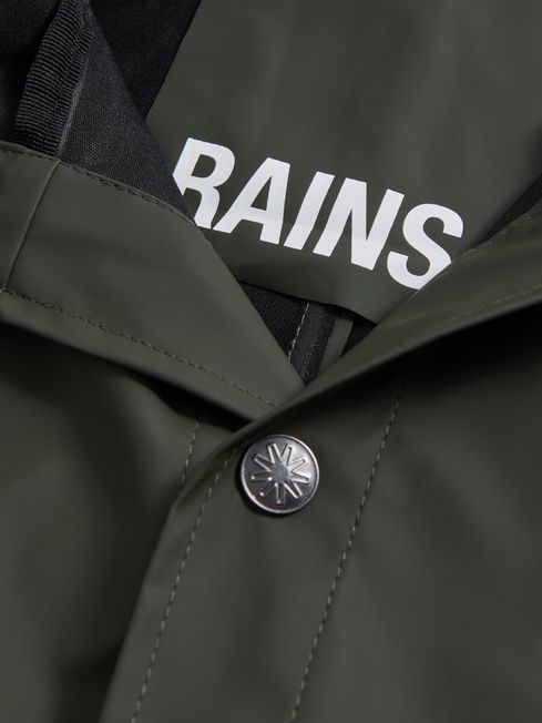 Rains Unisex Hooded Raincoat in Dark Green