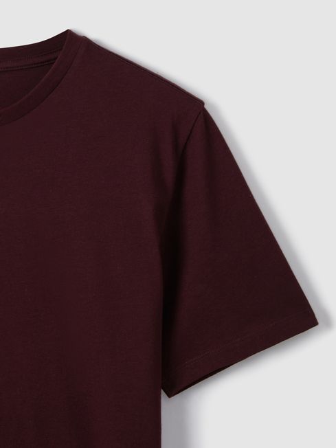 Reiss Bordeaux Bless Cotton Crew Neck T-Shirt