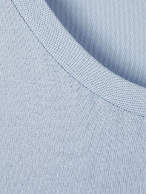 Reiss Soft Blue Bless Cotton Crew Neck T-Shirt