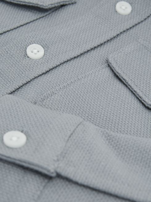 Reiss Soft Blue Carlo Senior Long Sleeve Textured Overshirt
