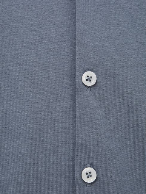 Reiss Airforce Blue Hendon Senior Cotton Button-Through Shirt