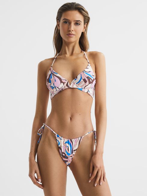 Reiss - jamila tie side printed bikini bottoms