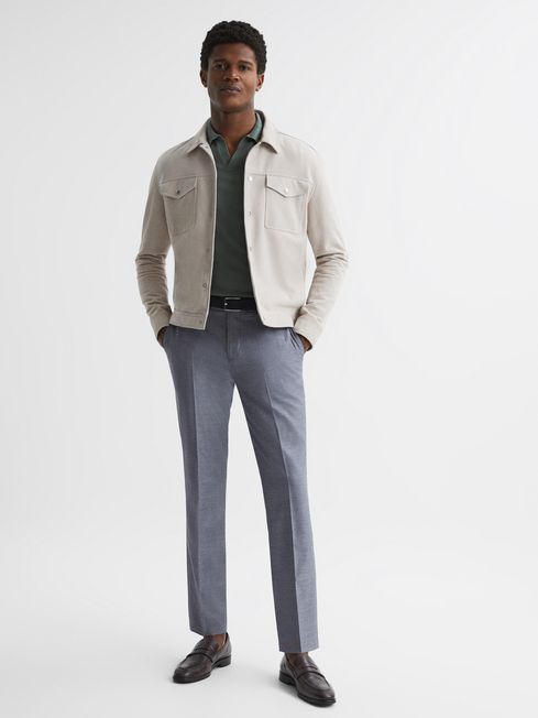 Reiss Airforce Blue Fold Slim Fit Trousers