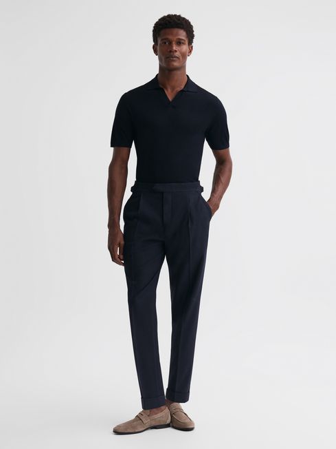 Reiss Thom Adjustable Tapered Trousers with Turn-Ups | REISS USA