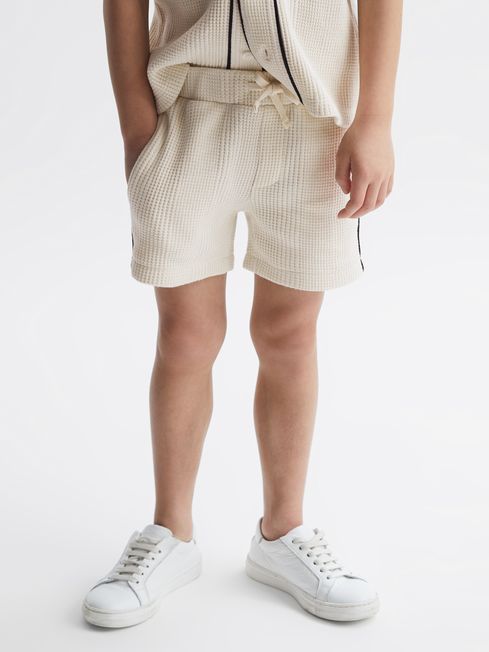 Reiss Ecru Dexter Junior Textured Drawstring Shorts