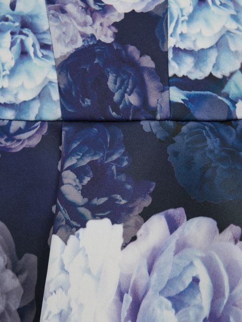Reiss Blue Keri Senior Floral Printed Scuba Dress