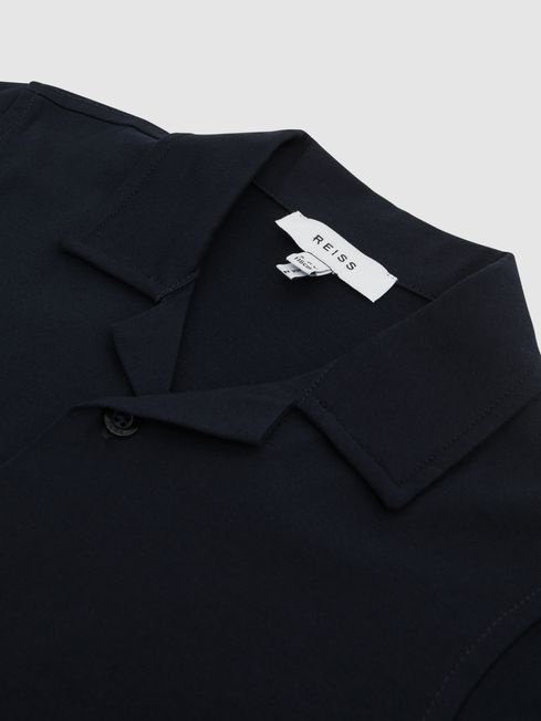 Reiss Navy Caspa Junior Cotton Jersey Buttoned Shirt