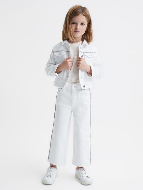 Reiss White Nala Junior Sparkle Stripe Jeans