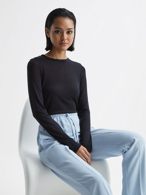 Reiss Ice Blue Hailey Tapered Pull On Trousers