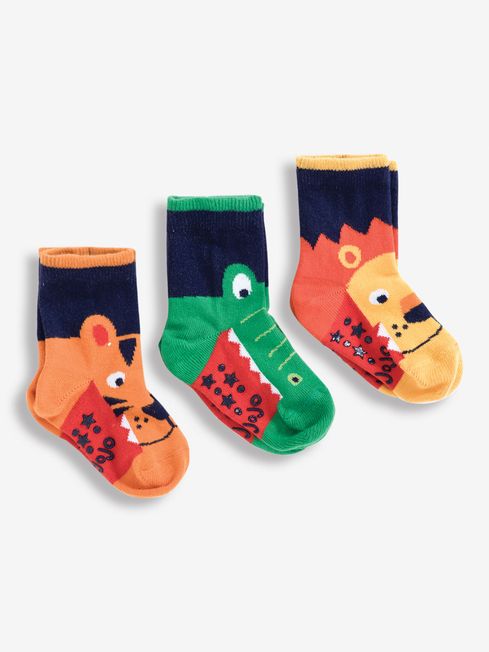 JoJo Maman Bébé Navy Boys' 3-Pack Snappy Safari Socks