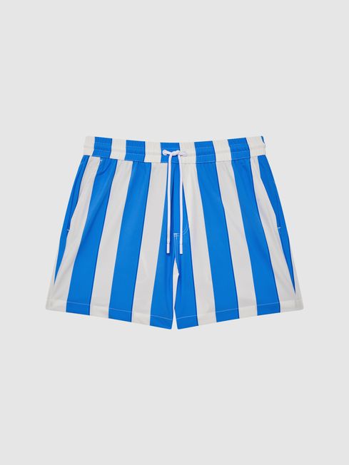 Striped Drawstring Swim Shorts in Blue White REISS Ireland