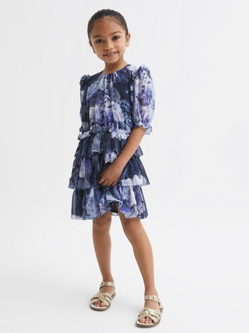 Reiss Henrietta Printed Tiered Dress | REISS USA