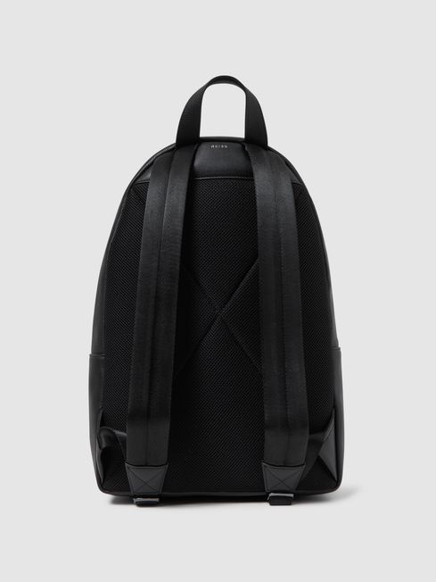 Leather Zipped Backpack in Black