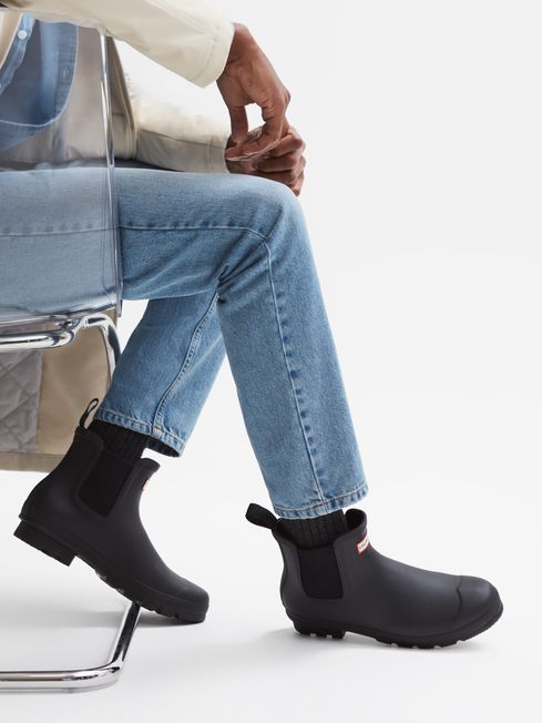 Navy hunter top chelsea boots