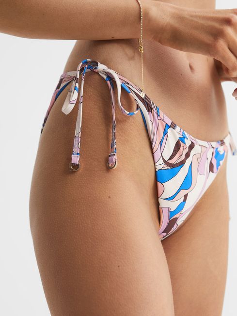 Reiss - thia abstract print side tie bikini bottoms