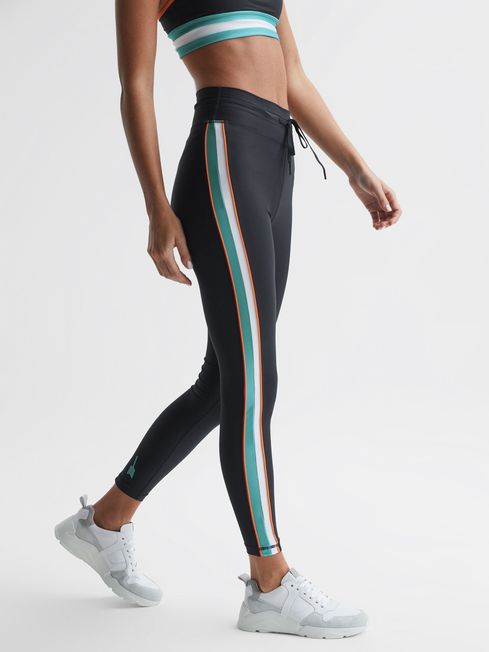 The Upside Side Stripe Drawstring Leggings in Navy REISS USA