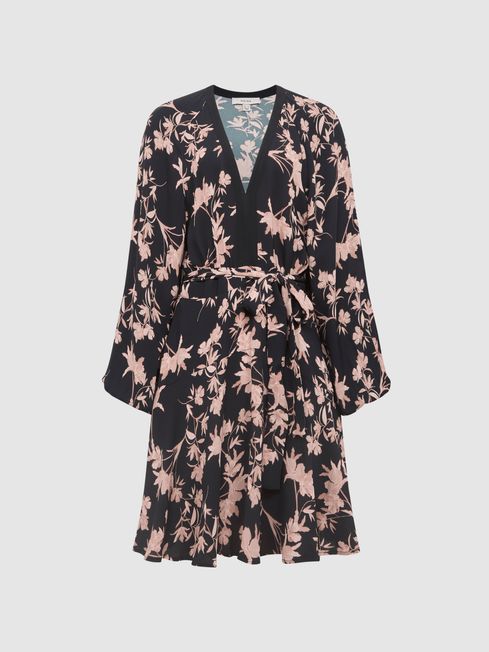 Floral print v neck dress sale