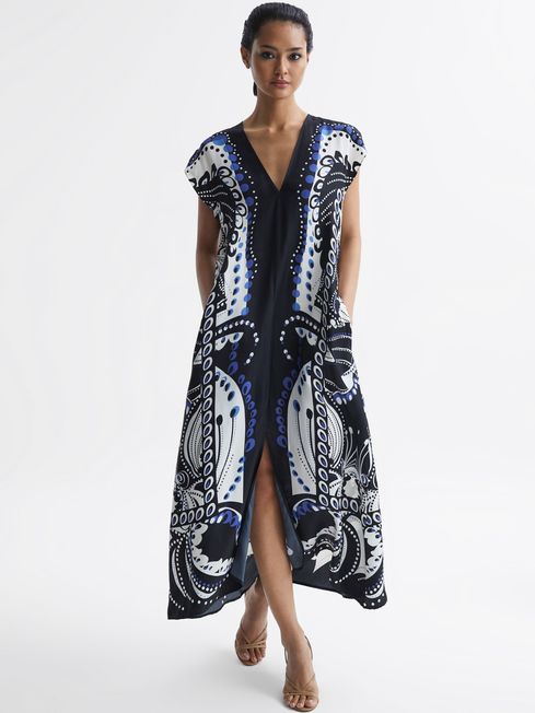 Reiss Freja Scarf Printed Midi Dress | REISS Australia