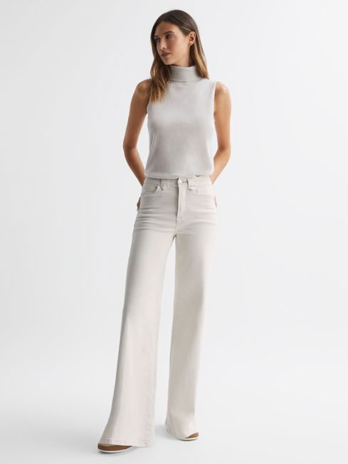 Reiss Off White Good American Palazzo Stretch Jeans