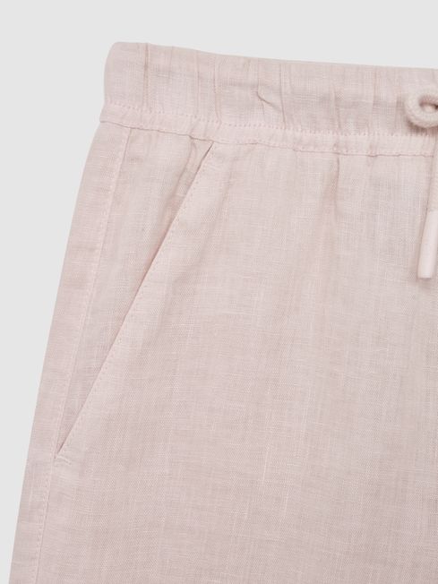 Reiss Soft Pink Cleo Senior Linen Drawstring Trousers