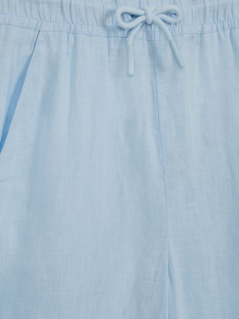 Reiss Ice Blue Cleo Senior Linen Drawstring Trousers