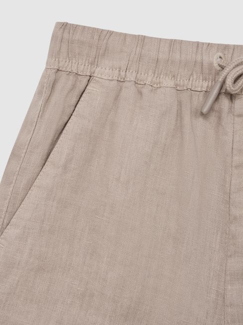 Reiss Mink Cleo Senior Linen Drawstring Shorts